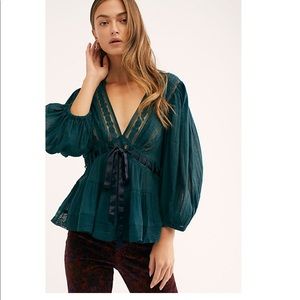 Free People favorite romance top in teal ocean